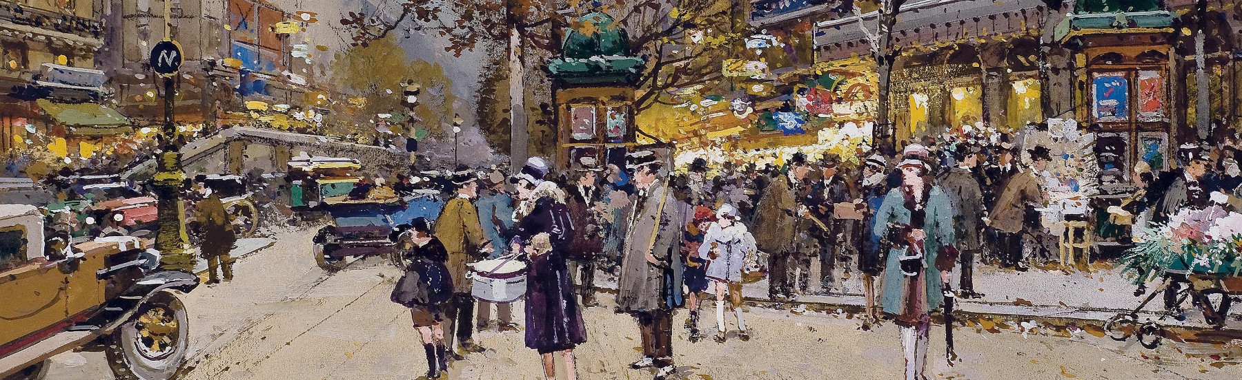 Détail d'une peinture par Eugène Galien-Laloue.